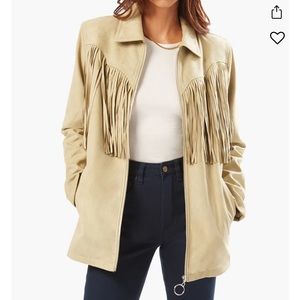 NEVER WORN - Faux Suede Fringe Jacket